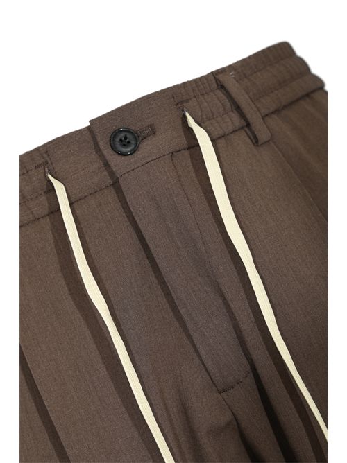 Pantalone in misto lana e viscosa tecnica con coulisse Brown DANIELE ALESSANDRINI | DA1FW26P005431